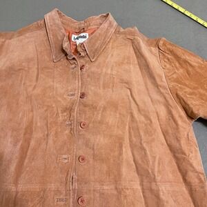 Vtg Women's Suede Jacket Dusty Orange XL Leather Shacket Long Shirt Y2K 90s *